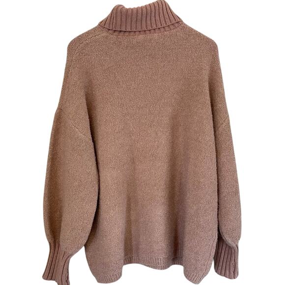 Altar'd State Pink Oversized Chunky Boucle Knit Turtleneck Sweater, Boxy, L - Picture 2 of 11